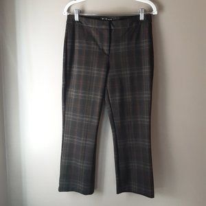 Belle Vere Brown Black Plaid Pants Trousers, Cropped Stretch Size 6
